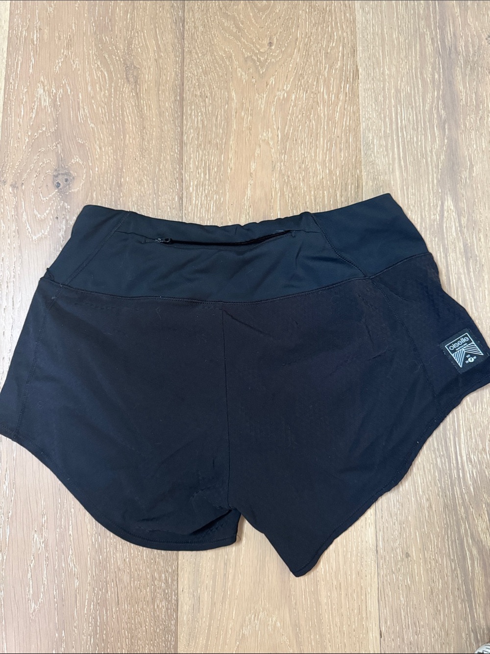 Oiselle Shorts Running Black Workout 4 inch inseam Sz 2 back zipper pocket